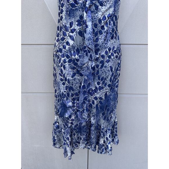 VTG Sue Wong Blue Silk Blend Beaded Dress Ruffle Hem Sz 8 Y2K Whimsical Fairy - Picture 4 of 13